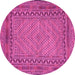 Round Machine Washable Southwestern Pink Country Rug, wshtr3039pnk