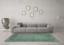 Machine Washable Southwestern Light Blue Country Rug in a Living Room, wshtr3039lblu