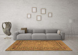 Machine Washable Southwestern Brown Country Rug in a Living Room,, wshtr3039brn