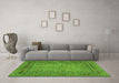 Machine Washable Southwestern Green Country Area Rugs in a Living Room,, wshtr3039grn