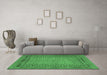 Machine Washable Southwestern Emerald Green Country Area Rugs in a Living Room,, wshtr3039emgrn