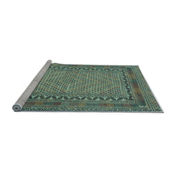 Sideview of Machine Washable Southwestern Light Blue Country Rug, wshtr3039lblu