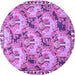 Round Animal Purple Traditional Rug, tr303pur