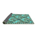 Sideview of Animal Turquoise Traditional Rug, tr303turq