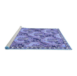 Sideview of Machine Washable Animal Blue Traditional Rug, wshtr303blu