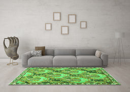 Machine Washable Animal Green Traditional Area Rugs in a Living Room,, wshtr303grn