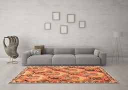 Machine Washable Animal Orange Traditional Area Rugs in a Living Room, wshtr303org