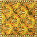 Square Machine Washable Animal Yellow Traditional Rug, wshtr303yw