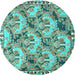 Round Animal Turquoise Traditional Rug, tr303turq