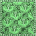 Square Machine Washable Animal Emerald Green Traditional Area Rugs, wshtr303emgrn