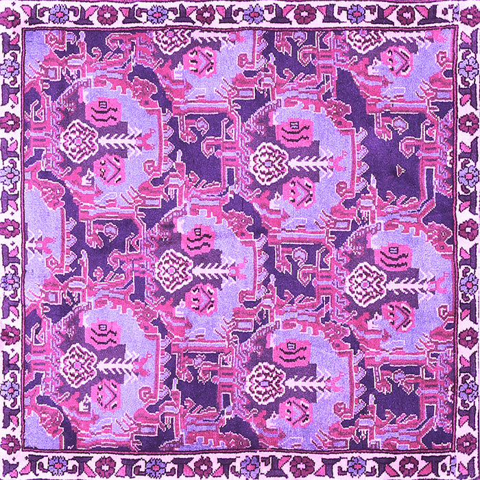 Square Machine Washable Animal Purple Traditional Area Rugs, wshtr303pur