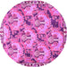 Round Machine Washable Animal Pink Traditional Rug, wshtr303pnk