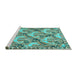 Sideview of Machine Washable Animal Turquoise Traditional Area Rugs, wshtr303turq