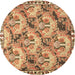 Round Animal Brown Traditional Rug, tr303brn