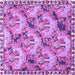 Square Animal Purple Traditional Rug, tr303pur