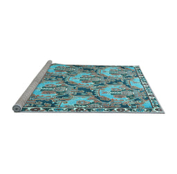 Sideview of Machine Washable Animal Light Blue Traditional Rug, wshtr303lblu