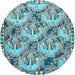 Round Animal Light Blue Traditional Rug, tr303lblu