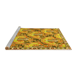 Sideview of Machine Washable Animal Yellow Traditional Rug, wshtr303yw