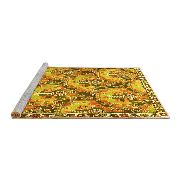 Sideview of Machine Washable Animal Yellow Traditional Rug, wshtr303yw