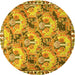 Round Machine Washable Animal Yellow Traditional Rug, wshtr303yw