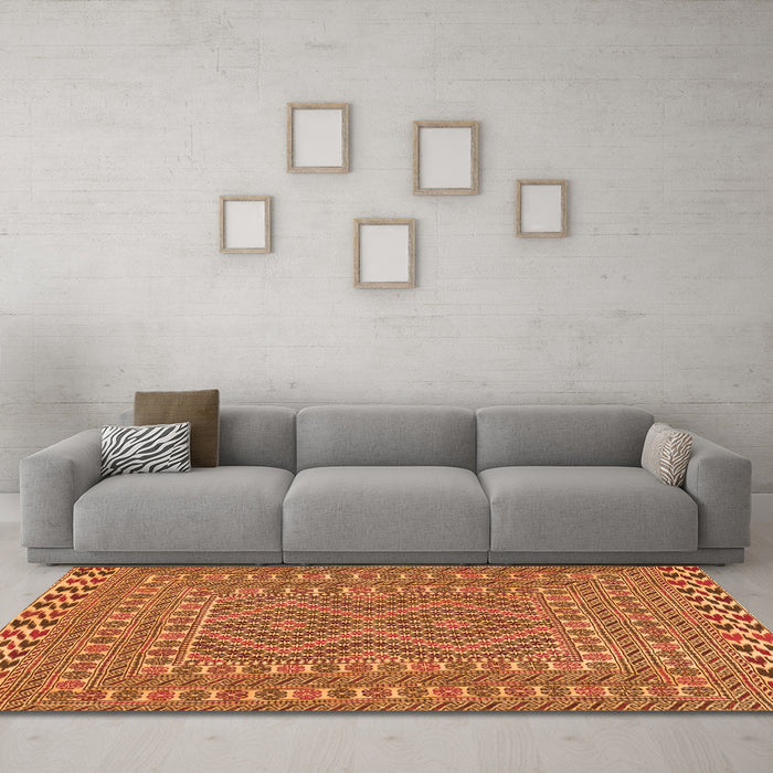 Machine Washable Persian Orange Traditional Area Rugs in a Living Room, wshtr3040org