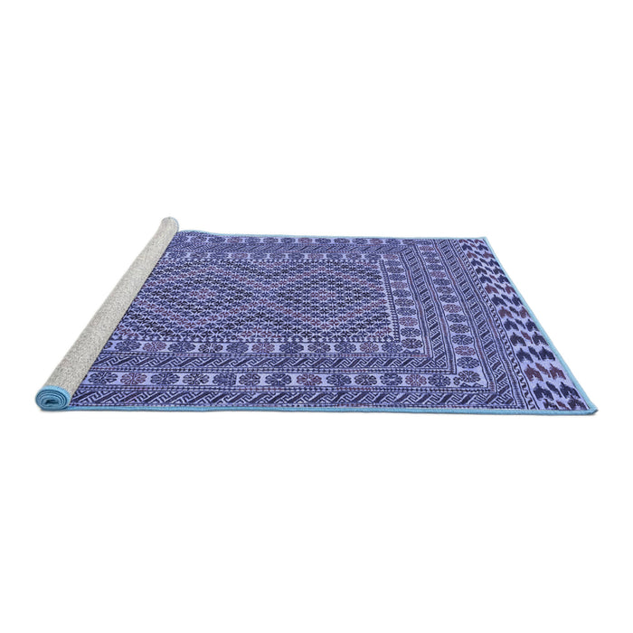 Sideview of Machine Washable Persian Blue Traditional Rug, wshtr3040blu