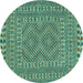 Round Machine Washable Persian Turquoise Traditional Area Rugs, wshtr3040turq