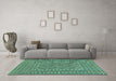 Machine Washable Persian Turquoise Traditional Area Rugs in a Living Room,, wshtr3040turq