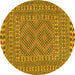 Round Machine Washable Persian Yellow Traditional Rug, wshtr3040yw