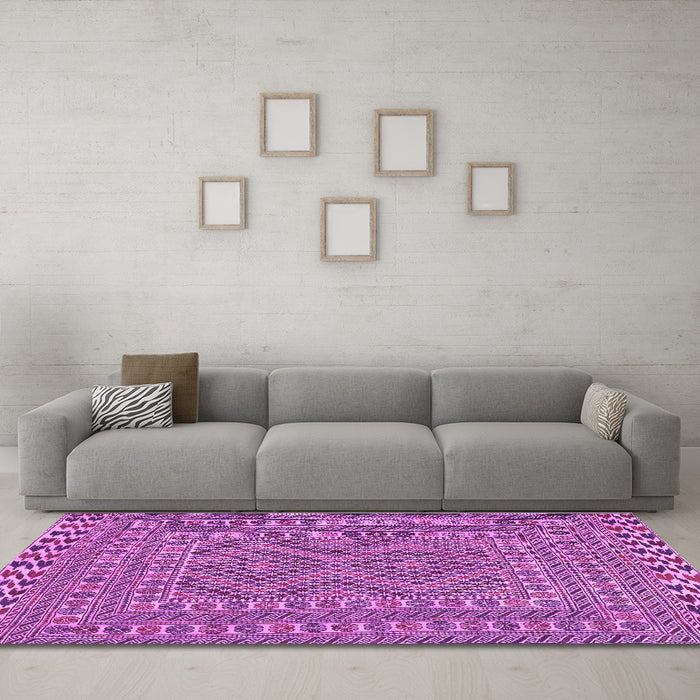 Machine Washable Persian Purple Traditional Area Rugs in a Living Room, wshtr3040pur