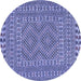 Round Machine Washable Persian Blue Traditional Rug, wshtr3040blu