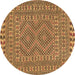 Round Machine Washable Persian Brown Traditional Rug, wshtr3040brn