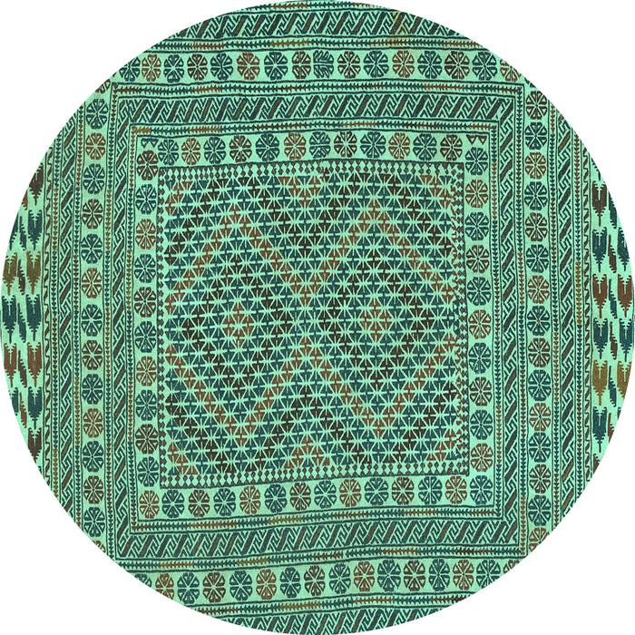 Round Persian Turquoise Traditional Rug, tr3040turq