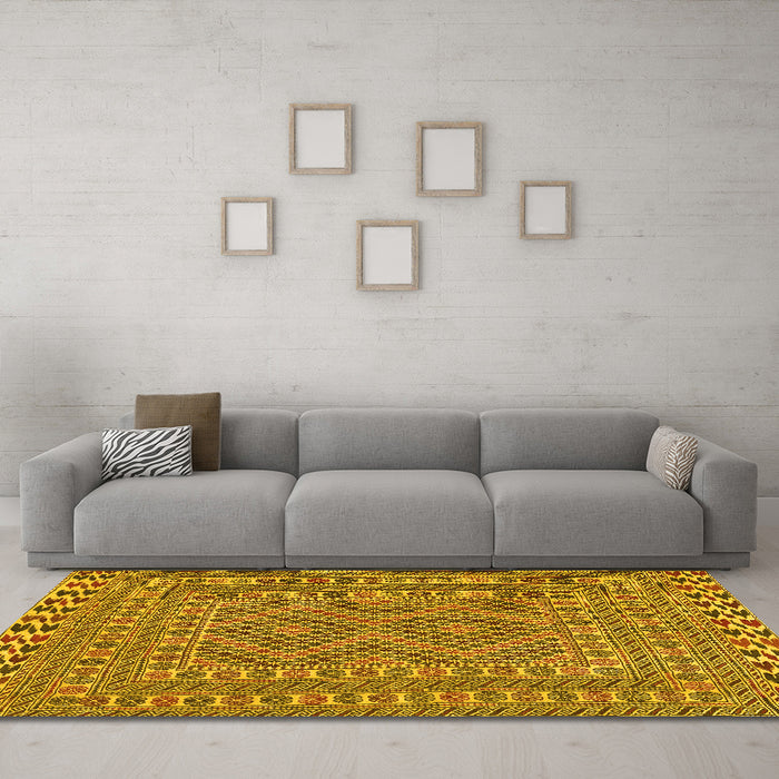Machine Washable Persian Yellow Traditional Rug in a Living Room, wshtr3040yw
