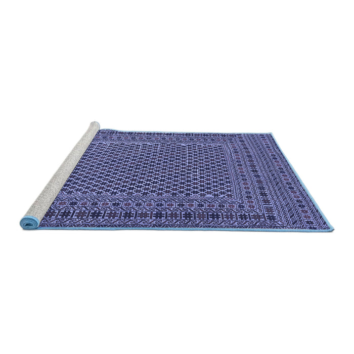 Sideview of Machine Washable Persian Blue Traditional Rug, wshtr3041blu