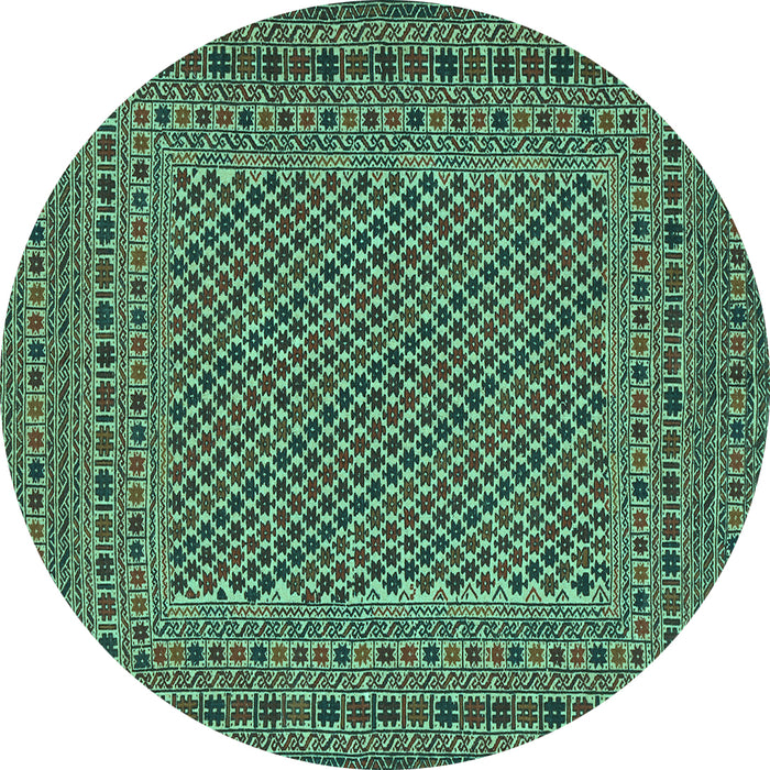 Round Machine Washable Persian Turquoise Traditional Area Rugs, wshtr3041turq