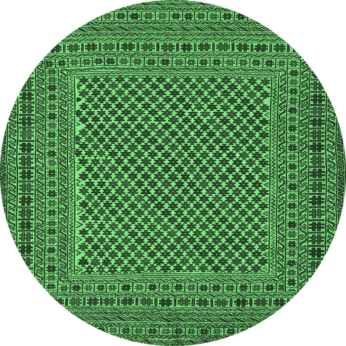 Round Persian Emerald Green Traditional Rug, tr3041emgrn
