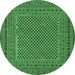 Round Persian Emerald Green Traditional Rug, tr3041emgrn