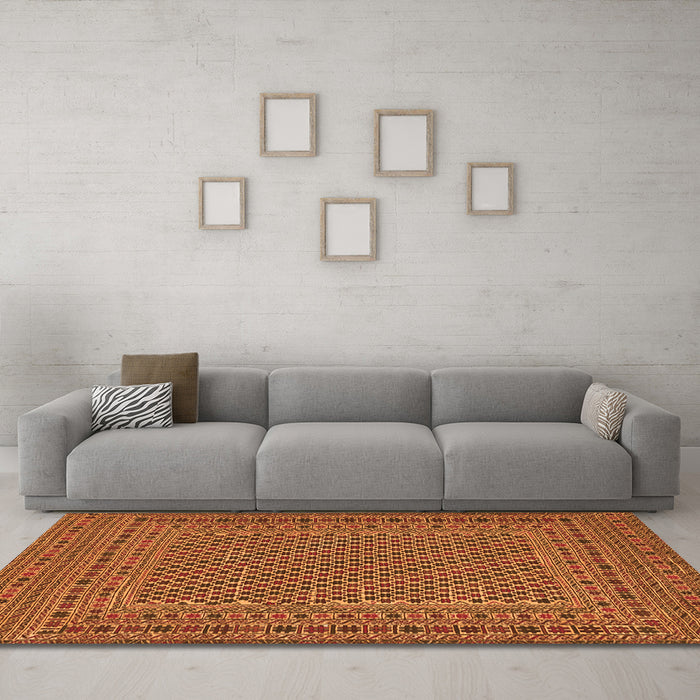 Machine Washable Persian Orange Traditional Area Rugs in a Living Room, wshtr3041org