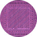 Round Machine Washable Persian Purple Traditional Area Rugs, wshtr3041pur