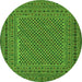Square Persian Green Traditional Rug, tr3041grn