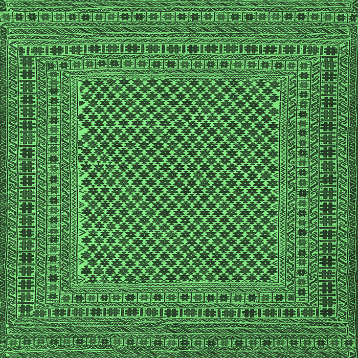 Square Persian Emerald Green Traditional Rug, tr3041emgrn