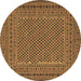 Round Machine Washable Persian Brown Traditional Rug, wshtr3041brn