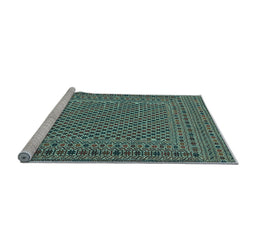Sideview of Machine Washable Persian Light Blue Traditional Rug, wshtr3041lblu