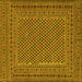 Square Machine Washable Persian Yellow Traditional Rug, wshtr3041yw