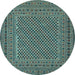 Round Machine Washable Persian Light Blue Traditional Rug, wshtr3041lblu