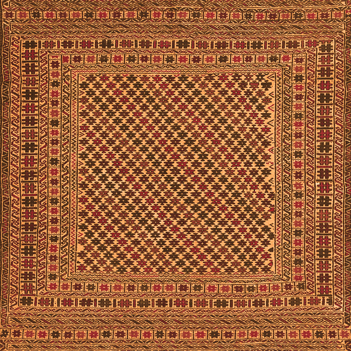 Round Machine Washable Persian Orange Traditional Area Rugs, wshtr3041org