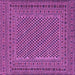 Square Machine Washable Persian Purple Traditional Area Rugs, wshtr3041pur