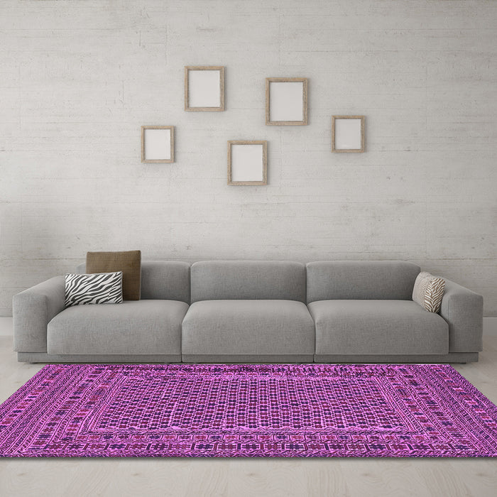Machine Washable Persian Purple Traditional Area Rugs in a Living Room, wshtr3041pur