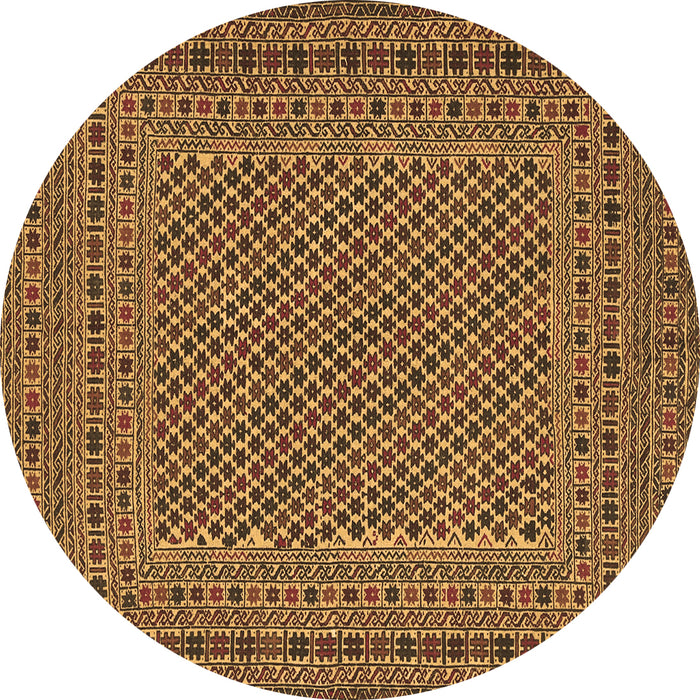 Round Persian Brown Traditional Rug, tr3041brn